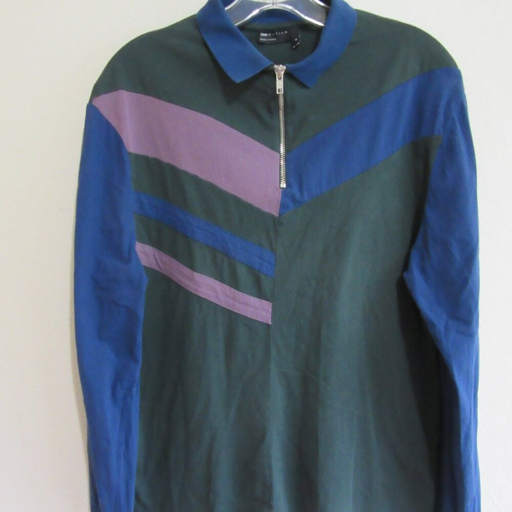 CSOS Blue/Green/Pink Women's Polo Long Sleeve 1/4 Zip XS Collared Cotton Shirt